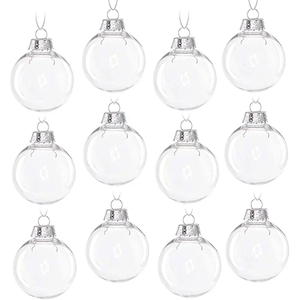 12x Clear Iridescent Glass Baubles Balls Christmas Tree Ornament DIY Decor Christmas Home-decorationproducts