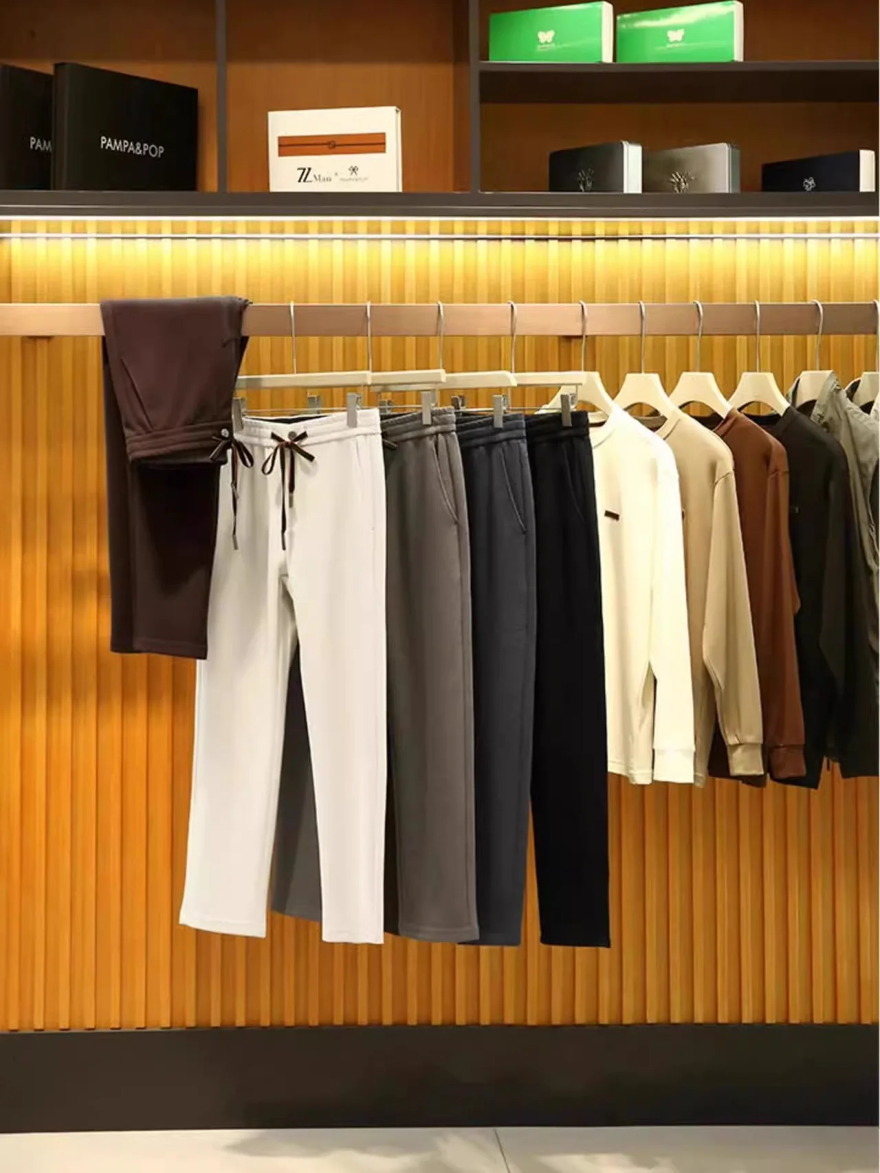 

Busin Casual Wool Blend Men's Straight Leg Pants Elastic Waist Long Trousers Autumn Winter Youth Breathable Thiened