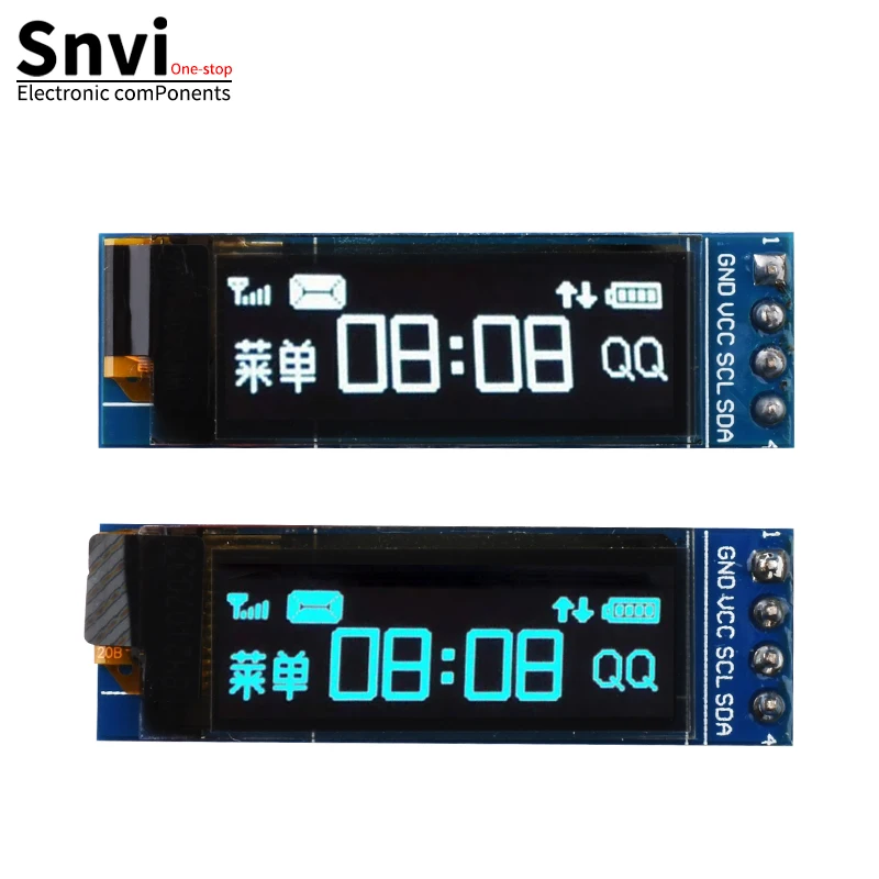 Snvi 0,91-calowy moduł OLED Biały/niebieski OLED 128X32 OLED LCD Moduł wyświetlacza LED 0,91 "IIC Komunikacja dla Arduino ROHS