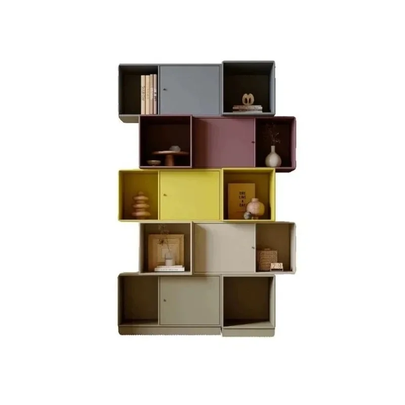 All solid wood painted Italian minimalist bookcase storage rack combination cabinetFurniture supplies, furniture
