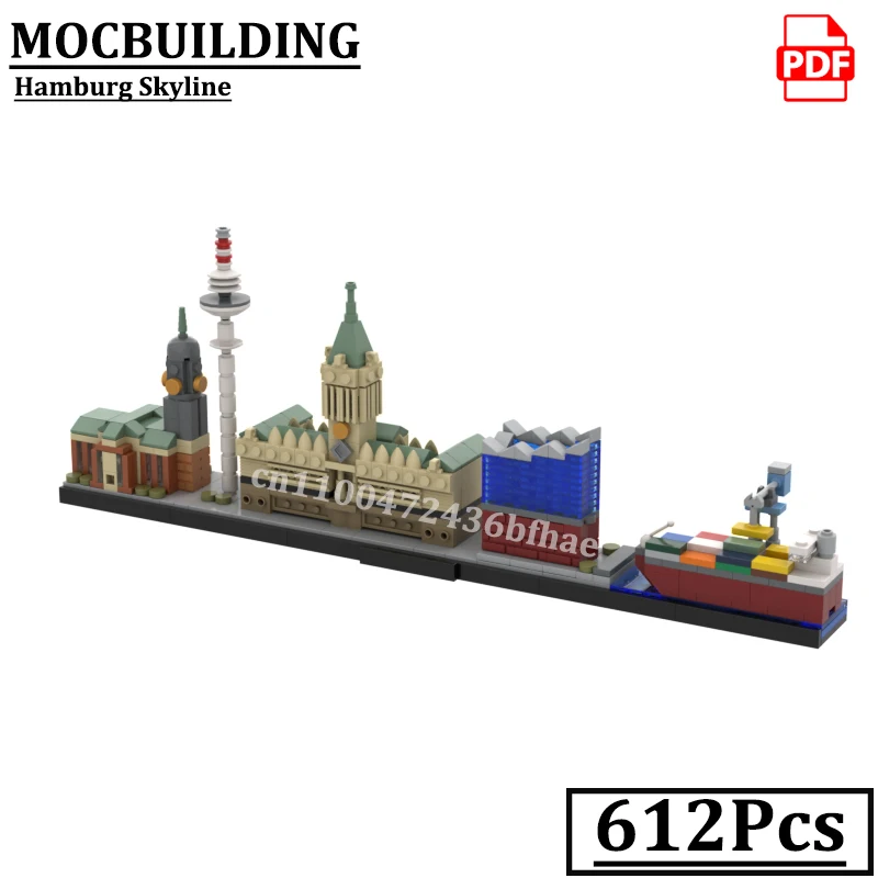 Amburgo Skyline Modello Edifici di città MOCBUILDING Mattoni Giocattoli da costruzione Mattoni regalo