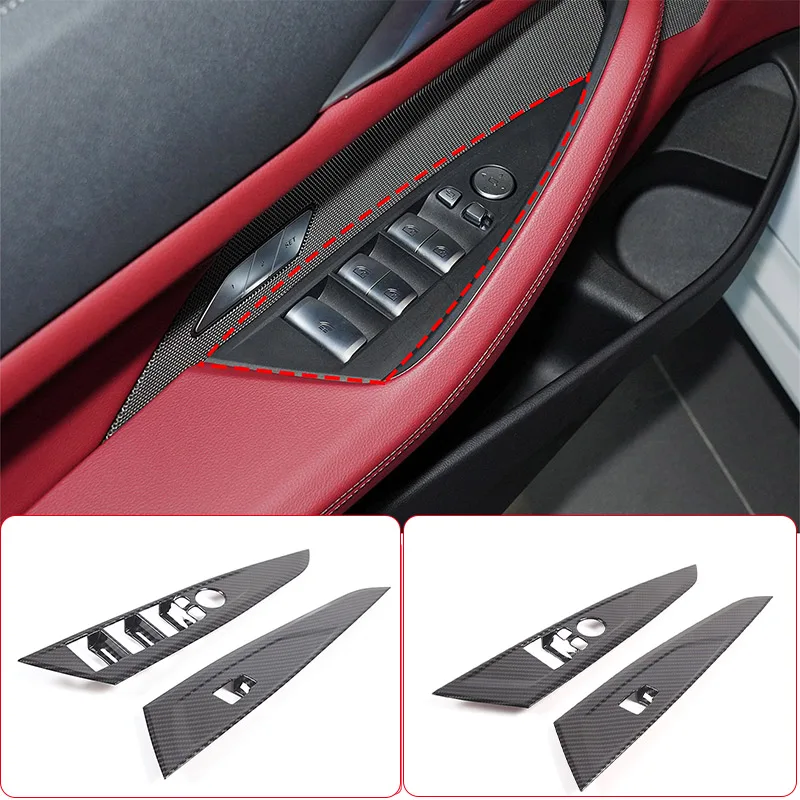 

For BMW 4 Series G22 G23 2020-23 ABS Carbon Fiber Car Window Glass Lift Button Switch Frame Cover Trim Stickers Car Accessories