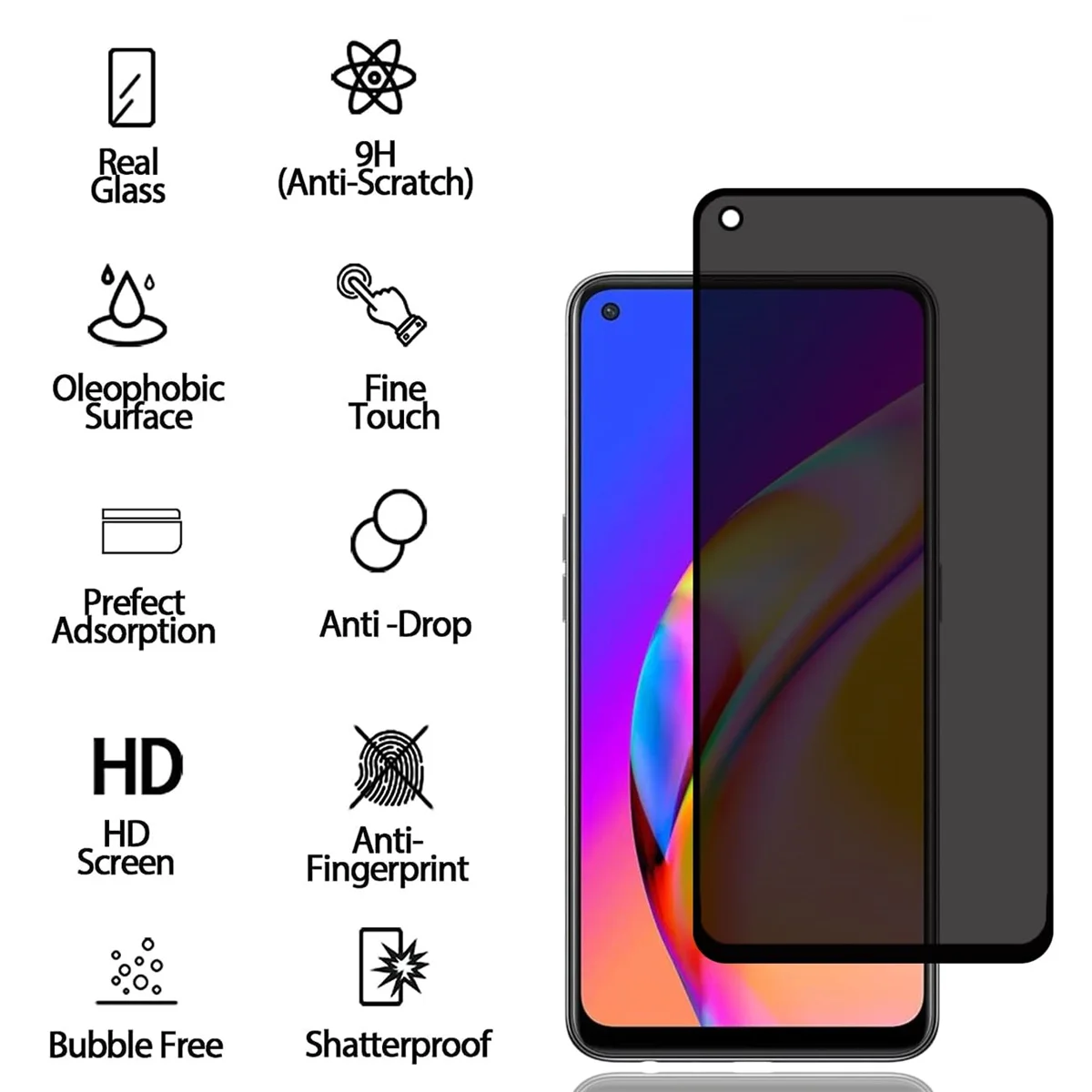 Anti Spy Screen Protector For OPPO A94 5G Tempered Glass 9H Privacy Peep Scratch High Aluminum Case Friendly