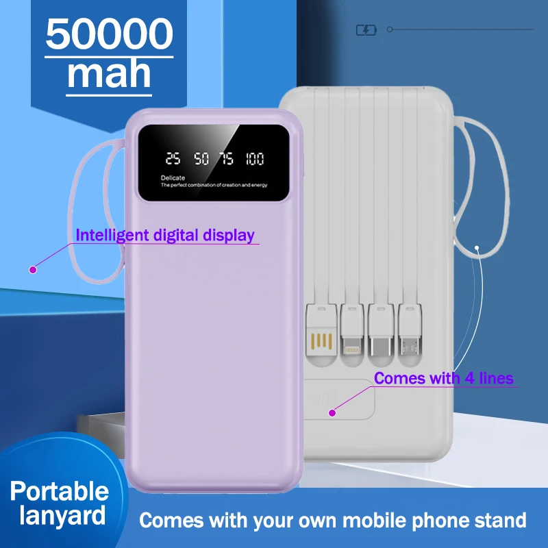 

Новый внешний аккумулятор большой емкости с цифровым дисплеем 50000 мАч для Iphone, Samsung, Huawei, Xiaomi, запасной аккумулятор