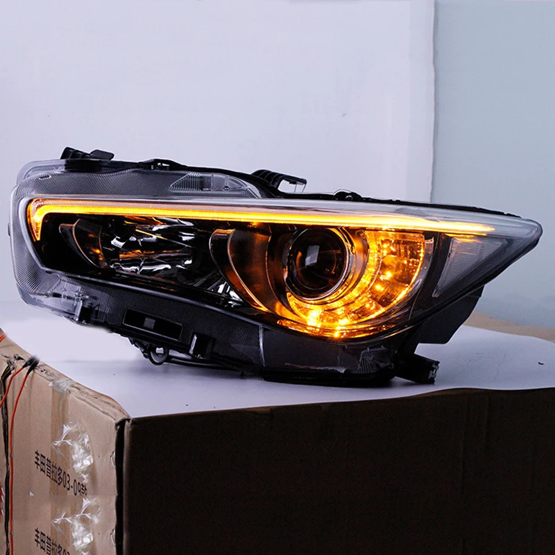 

For Infiniti Q50L 2014-2019 Headlights Assembly Daytime Running Lights Yellow Turn Signal Front Lamp Xenon Head Lights