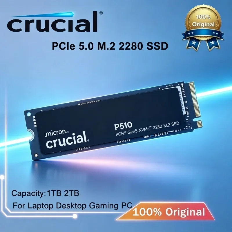 

Crucial P510 Pro Unit 1TB NVMe SSD PCIe 5.0 M.2 2280 High TBW 3D NAND 11000MB s Read 9500MB s Write for PS5 Console