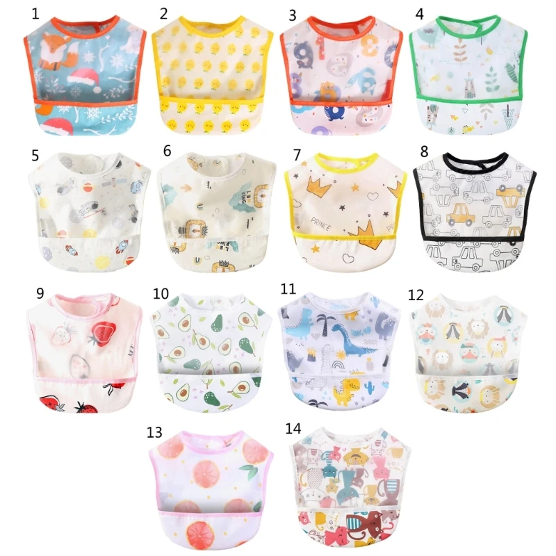 EVA Waterproof Baby Feeding Bib with Meal Pocket Infant Saliva Towel Baby Apron Smock Feeding Burp Cloth Shower Gift