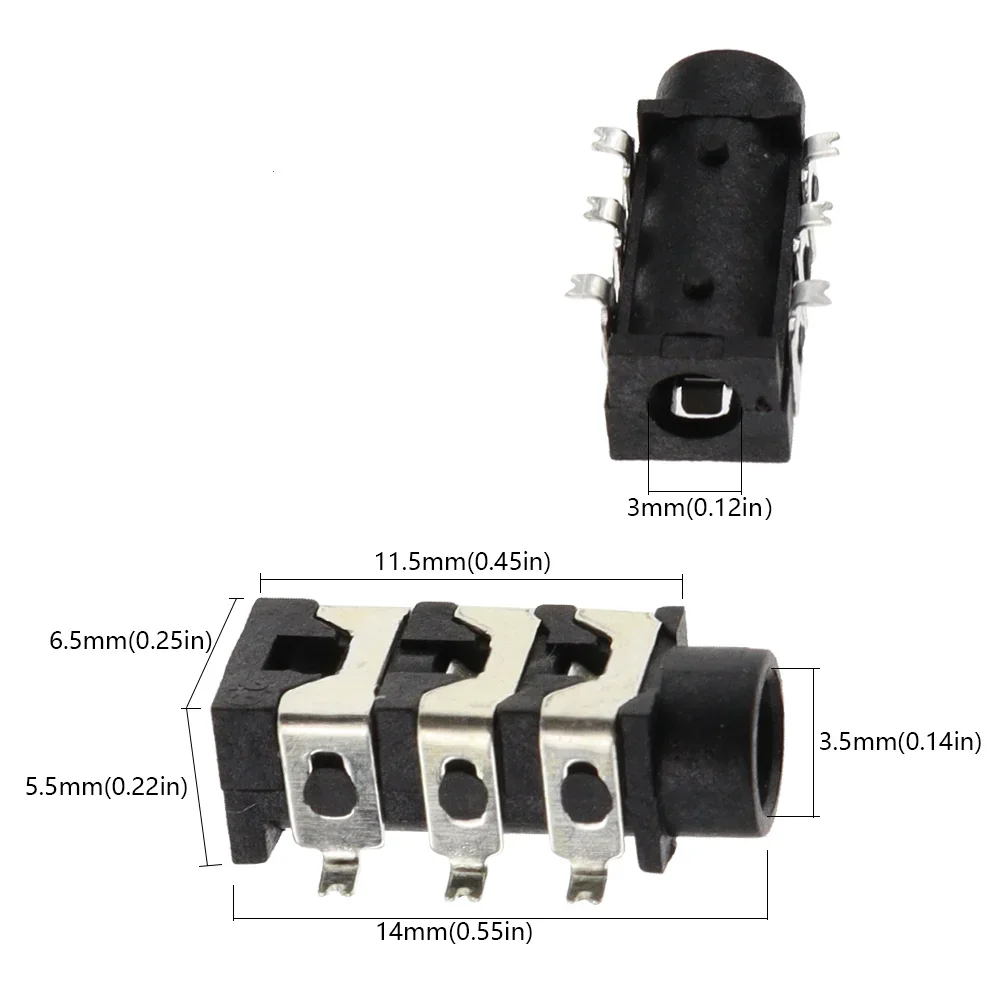 10PCS PJ313D SMT 3.5mm Stereo Headphone Jack Socket | 6-Pin SMD Audio Connector