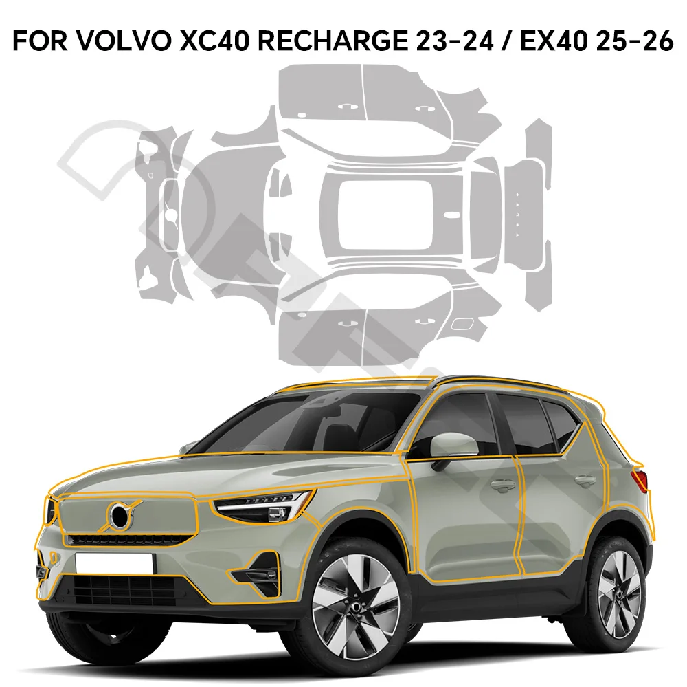 For Volvo XC40 Recharge 2023-2024 EX40 2025-2026 Car Paint Protection Film Invisible Sticker Anti-Scratch Precut TPU PPF Anti-UV