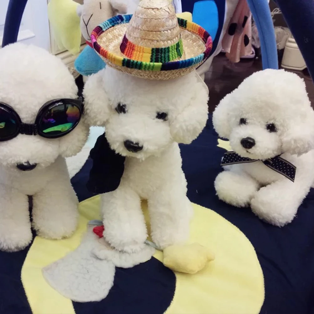 

3 Pcs Pet Straw Hat Fisherman for Stylish Dog Supplies Fashion Mexican Style Dad