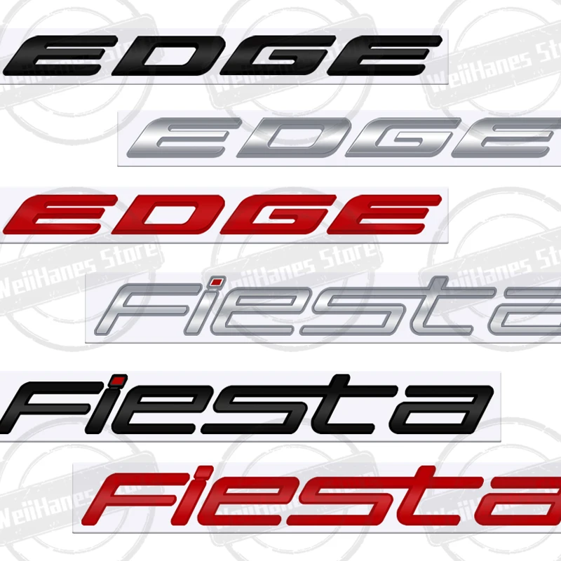 

Metal 3D For Ford Fiesta Edge Badge Letter Logo Car Rear Trunk Body Sticker Emblem Glossy Black Accessories