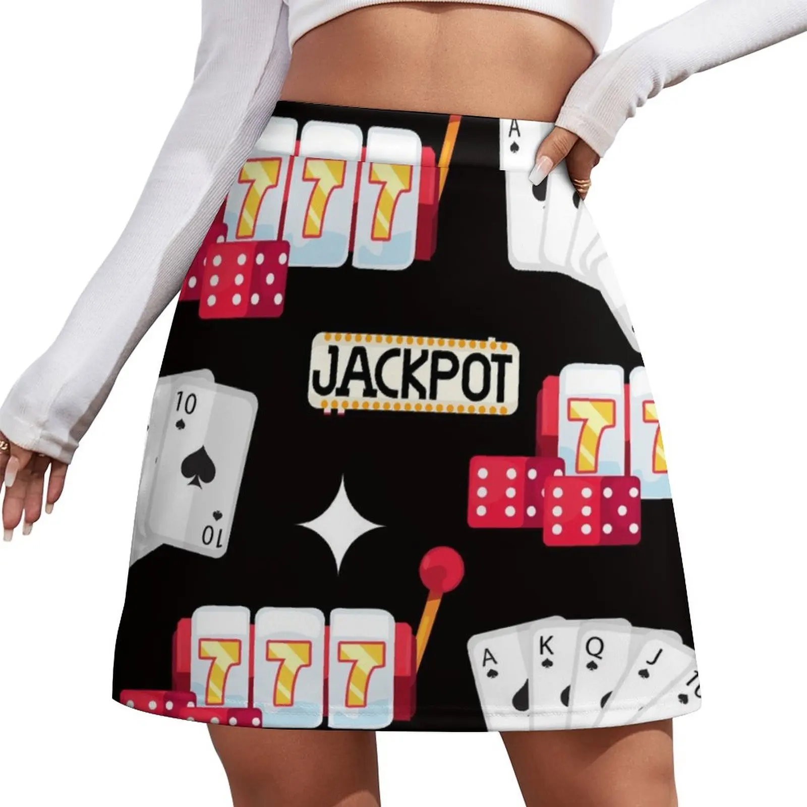 Casino Gambling Poker Slot Pattern Mini Skirt Kawaii summer dress women 2026 korean style Mini Skirt