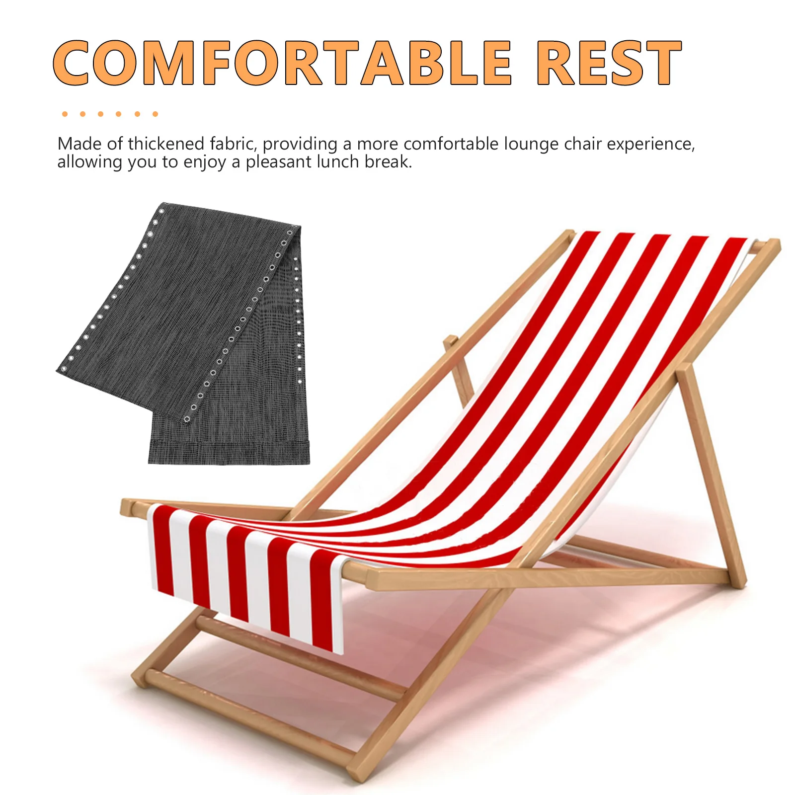 

Nylon Recliner Cloth Replacement Lounge Chairs Breathable Mesh Fabric Easy Repair Kit Adjustable Straps Beach Chair Seat