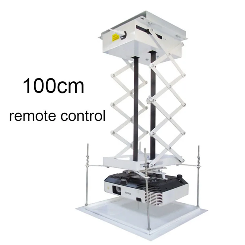 1M Motorized Scissor Projector Lift Projector Bracket Ceiling Projector Lift with Remote Control For Cinema/Church Hall/School