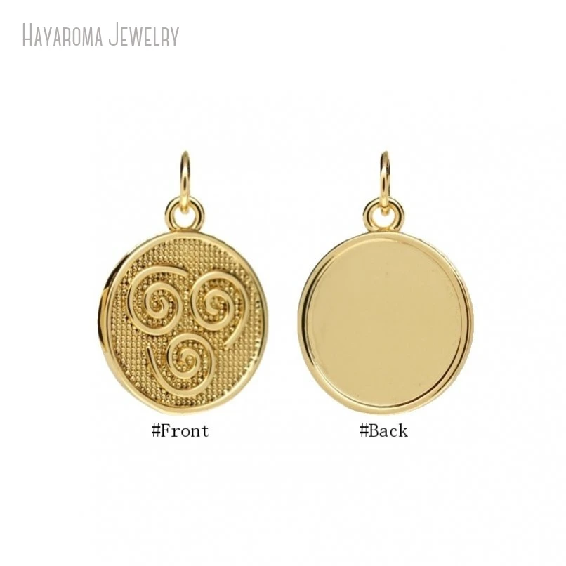 2Pcs Jewelry Pendant Gold Color Metal Copper Wholesale Round Coin Shape Circle Charms PM47669 image 3