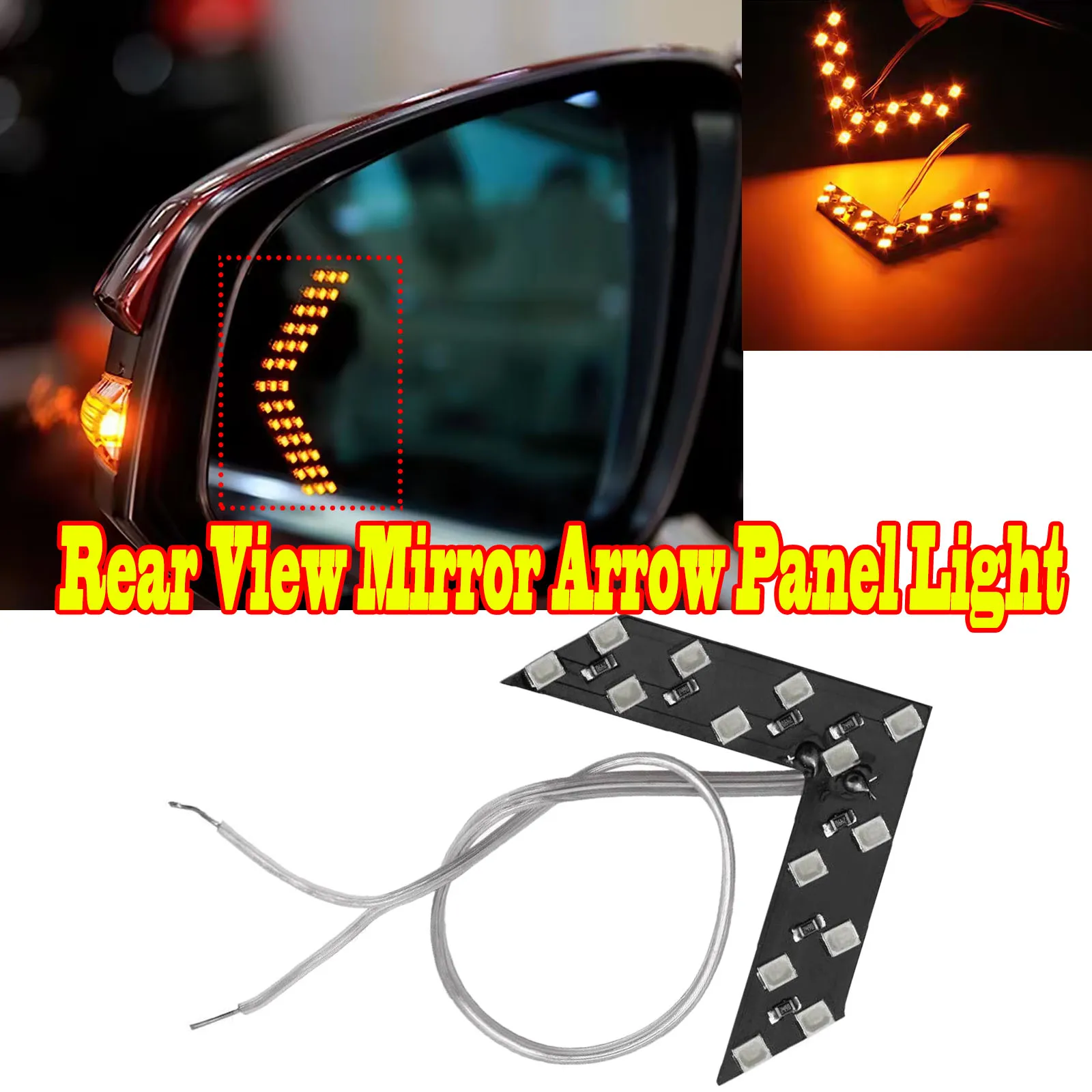 1 pçs luzes led do carro espelho retrovisor seta painel de luz 12v 14smd espelho retrovisor indicador sinal volta lâmpada acessórios automóveis