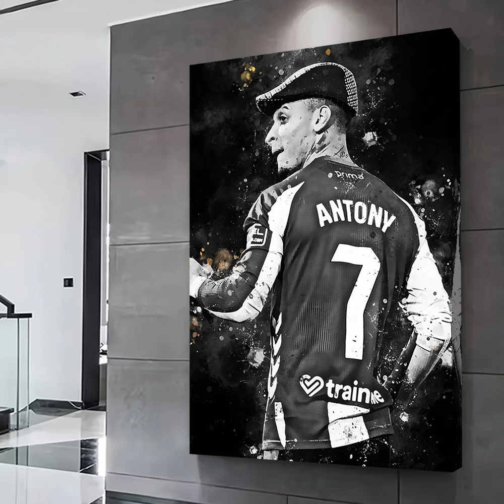 Antony 7 Soccer Player Portrait Poster Customizable Printed Canvas Painting Wall Art Gift for Modern Home Decoration Ornaments