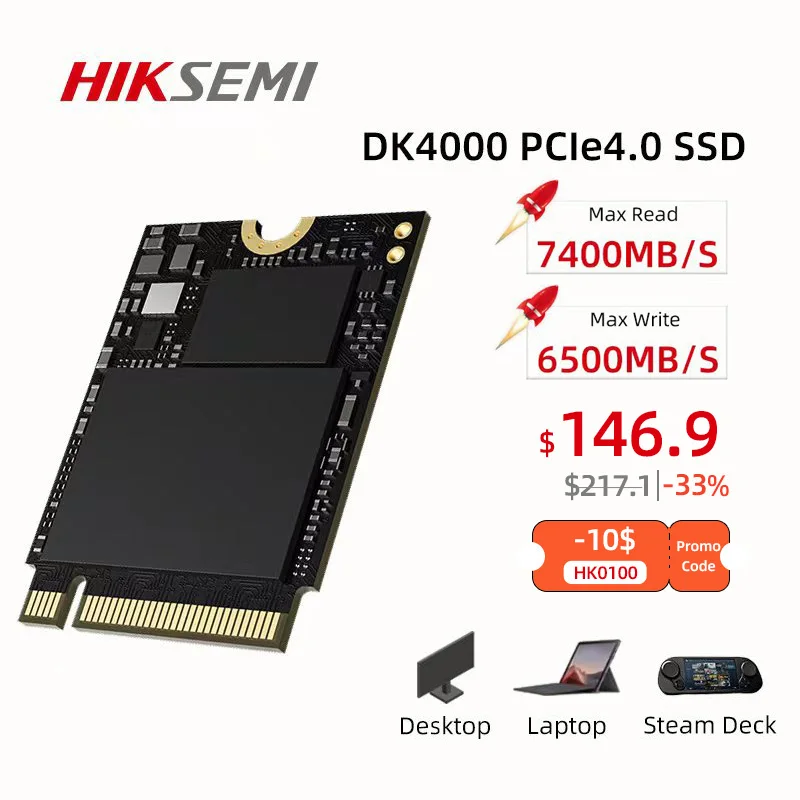 HIKSEMI 1TB 2TB M.2 SSD 2230 NVMe PCIe Gen 4x4 SSD for Steam Deck ROG FLOWZ13 Surface ProX Laptop