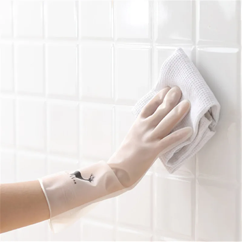 Translucent household dishwashing gloves pvc kitchen bathroom laundry gloves durable non-slip waterproof housework gloves Rubber