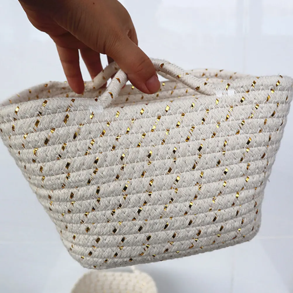 

Woven Desktop Holder Lovely Storage Bedroom Basket Laundry Cosmetics Bin with Lid