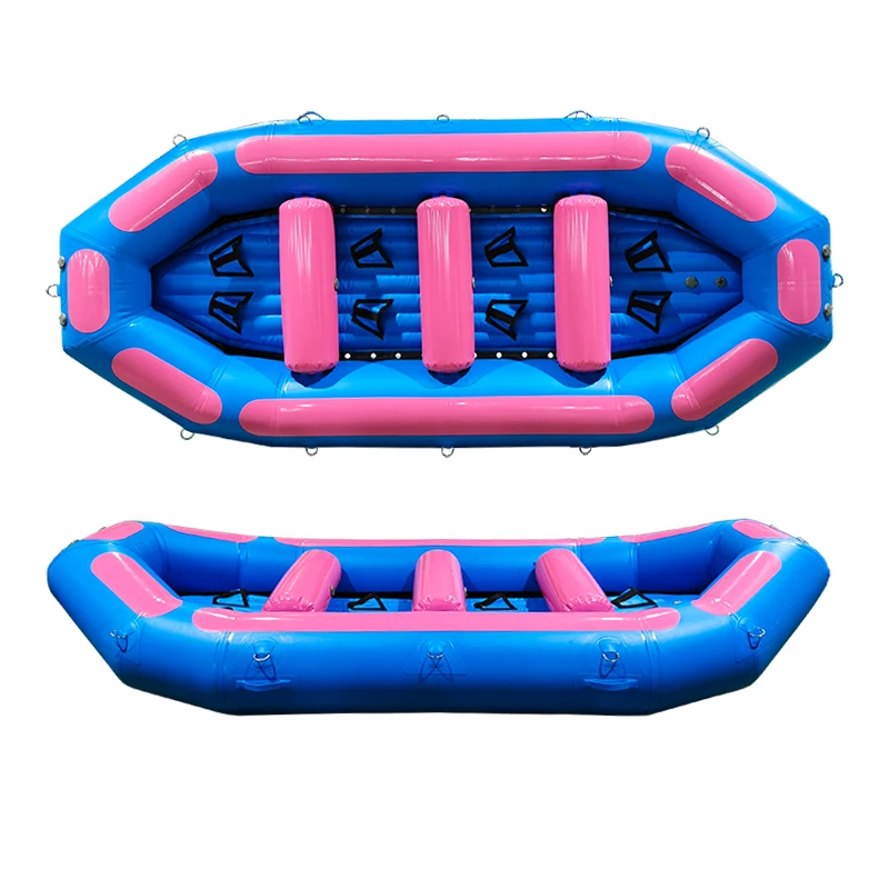 14ft High Quality Inflatable PVC White Water Rafting Boat For Drifting 8Person Capacity CE Certified