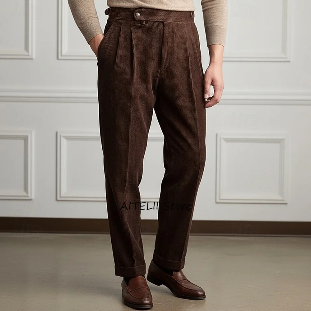 

Work Straight Pants for Man Trousers Corduroy Fabric Classic Men's Pants Business Casual Trouser Tailoring Clothing