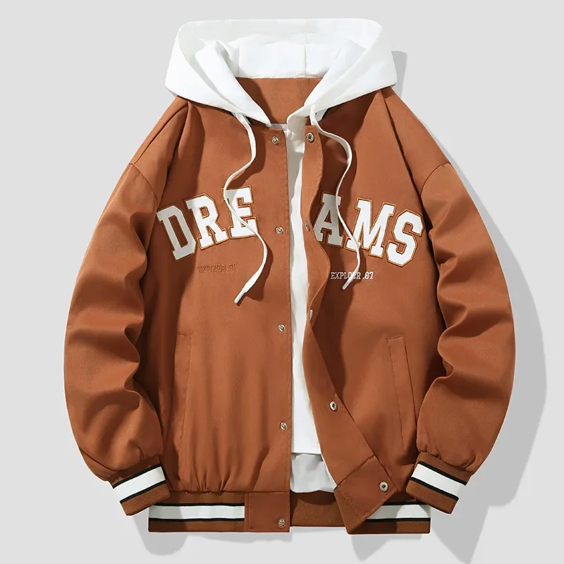 

Men's Hooded Pockets Cargo Jacket High Quality Men's Clothing Winter Autumn Japan Fashion Loose Male Coat Hooded Baseball Jersey