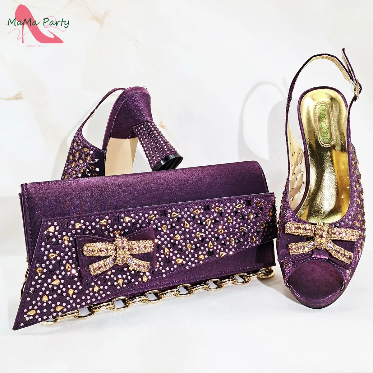 Mature New Fashion Classics Design Italian Women Shoes and Bag to Match in Orange Color Comfortable Heels for Party view 5