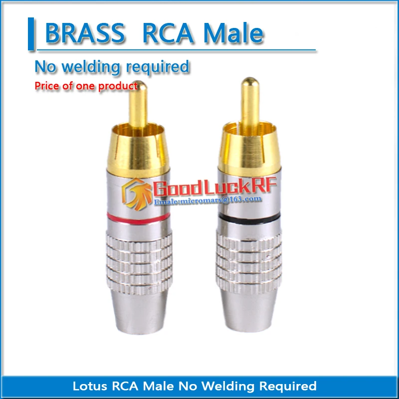 

Lotus RCA Male hifi Audio AV video connector accessories stereo No welding required gold RF connector extension conversion