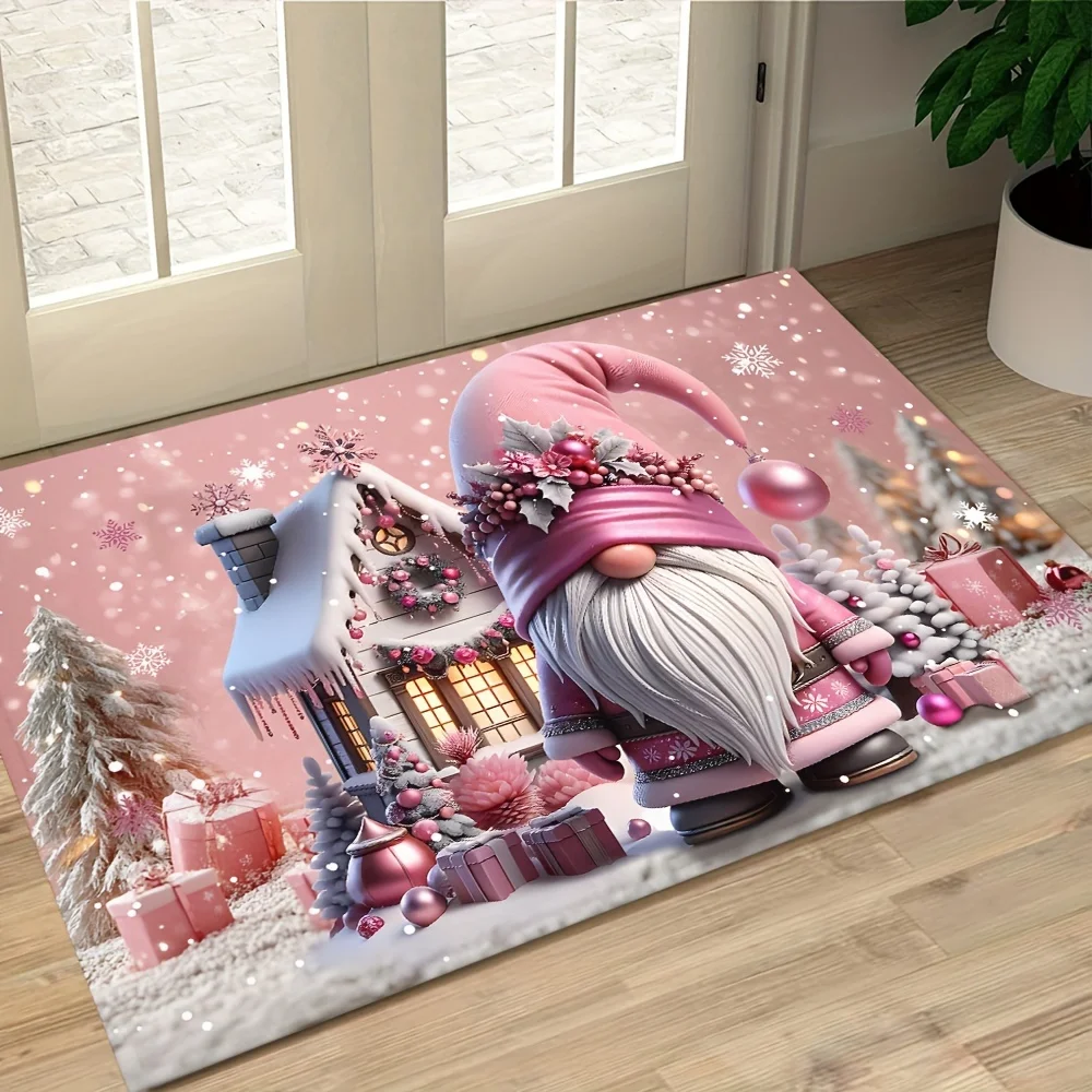 VIKAMA Christmas Gnome Door Mat Durable Non-Slip Entrance Hallway Doormat Bathroom Mat Festive Atmosphere Home Decor