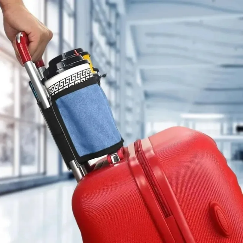 

Дорожный держатель для чашки для багажа, прочный бесплатный ручной чемодан, сумка для напитков, дорожный держатель для кружек с молоком, чаем, кофе, подходит для всех ручек чемодана