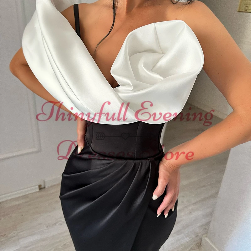 Thinyfull Sexy Mermaid Prom Evening Dresses Black and White High Split Party Dress Formal Night Cocktail Prom Gowns Custom Size