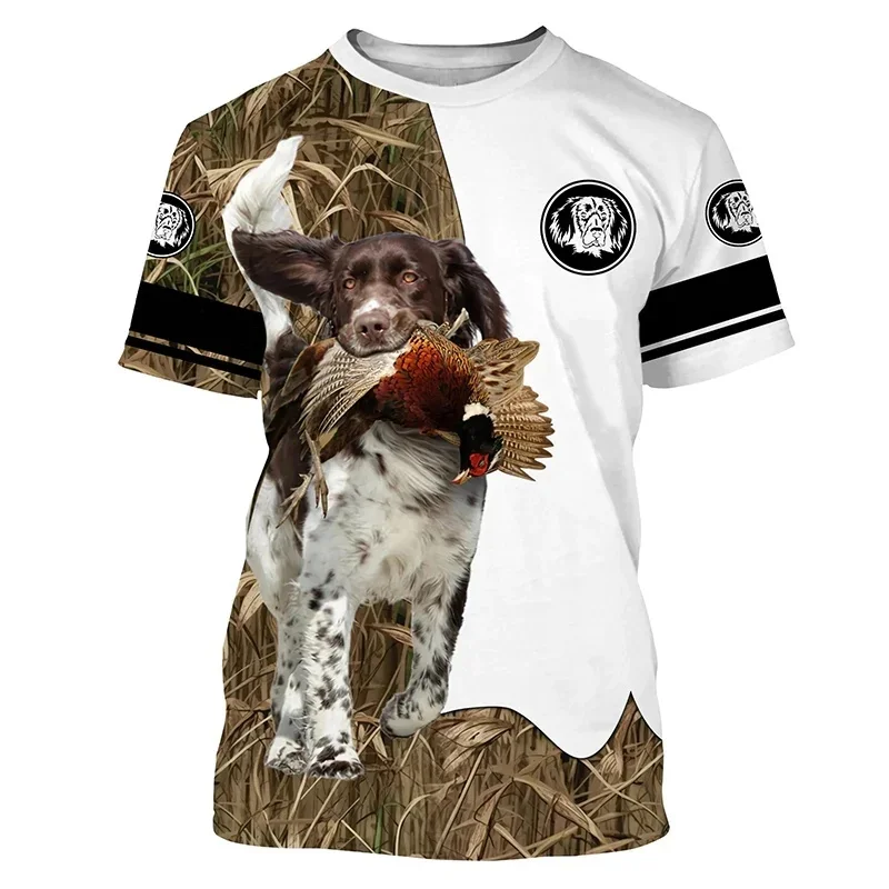 1 Piece Custom Your Picture  Men'S Short Sleeve T-Shirt Animal Hunting Dog Pattern T-Shirt Summer Fashion Casual Street Men'S Cl