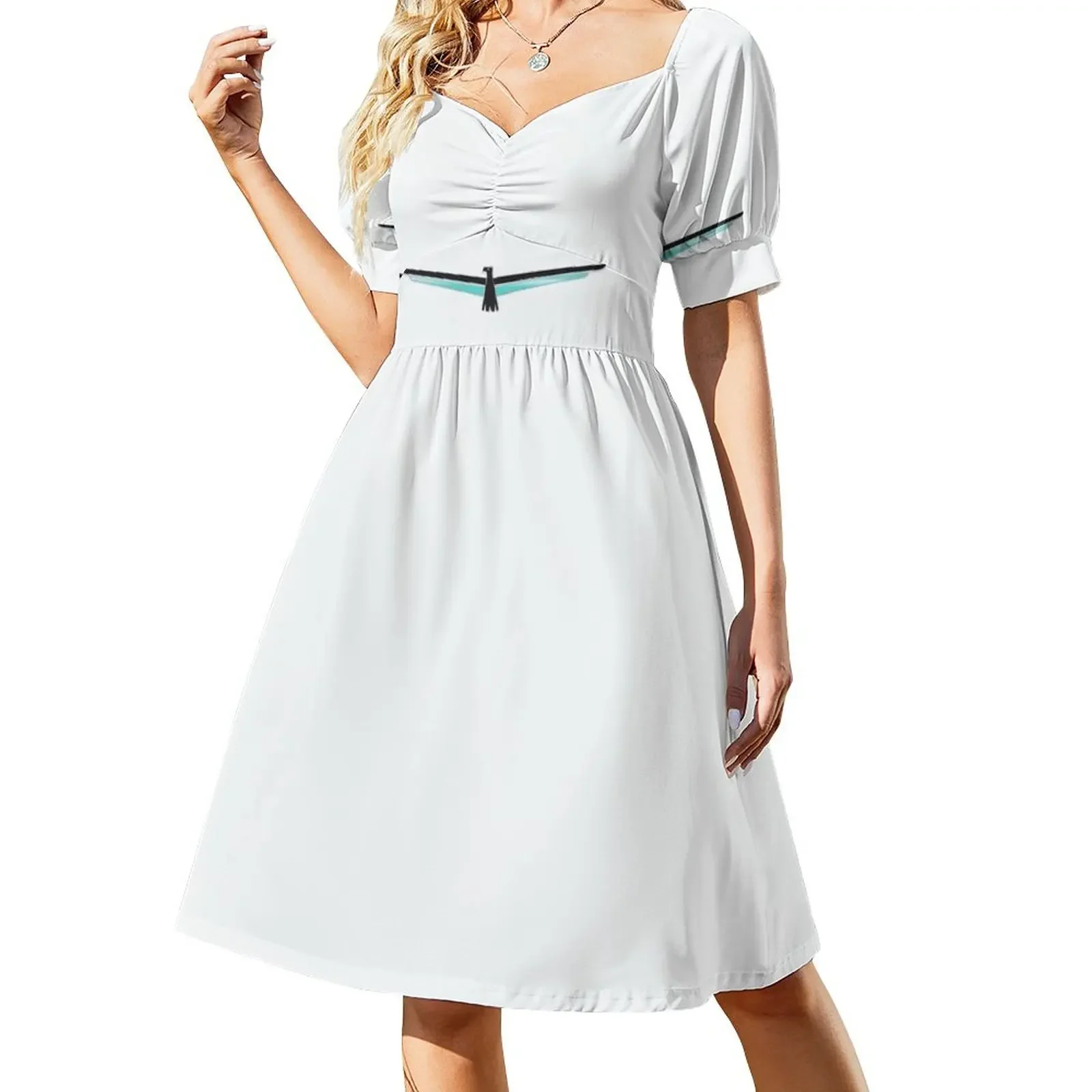 

Thunderbird Emblem White Short-Sleeved Dress summer women's dress 2025 Long dress