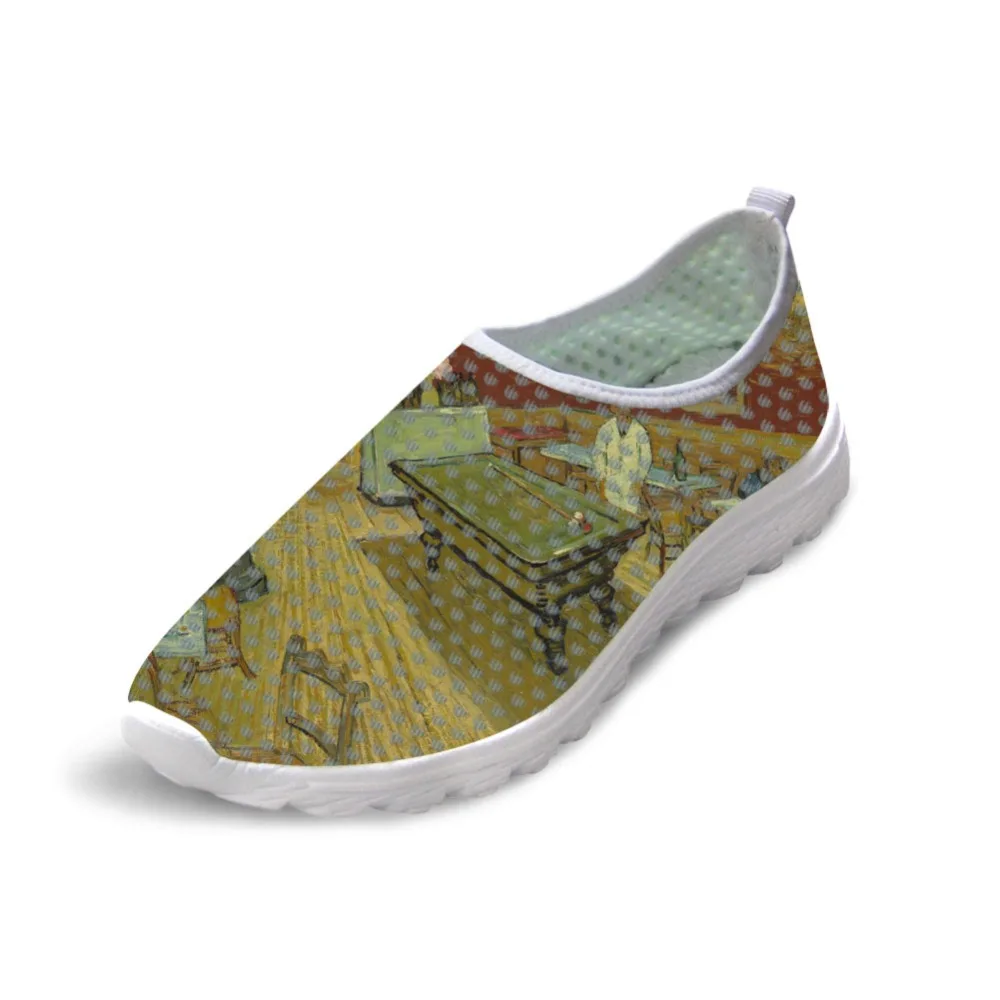 Tênis de malha respirável masculino, sapatilhas causais masculinas, sapatos estampados, peça-prima de van Gogh, peso leve, verão