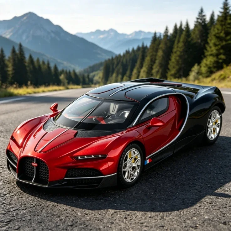 1:24 Tourbillon Alloy Sports Car Model with Sound and Light Pull Back Ornament Toy Diecast Alloy Car Model Collectible Gift