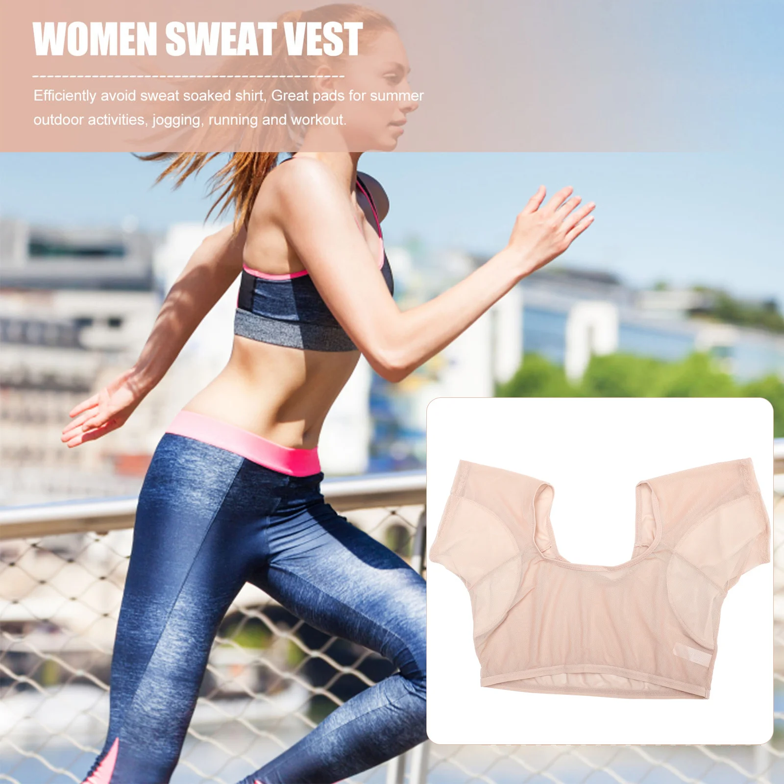 Colete de suor nas axilas para mulheres, camiseta respirável anti-vazamento à prova de suor com almofadas de algodão, ajuste perfeito, treino confortável, ioga