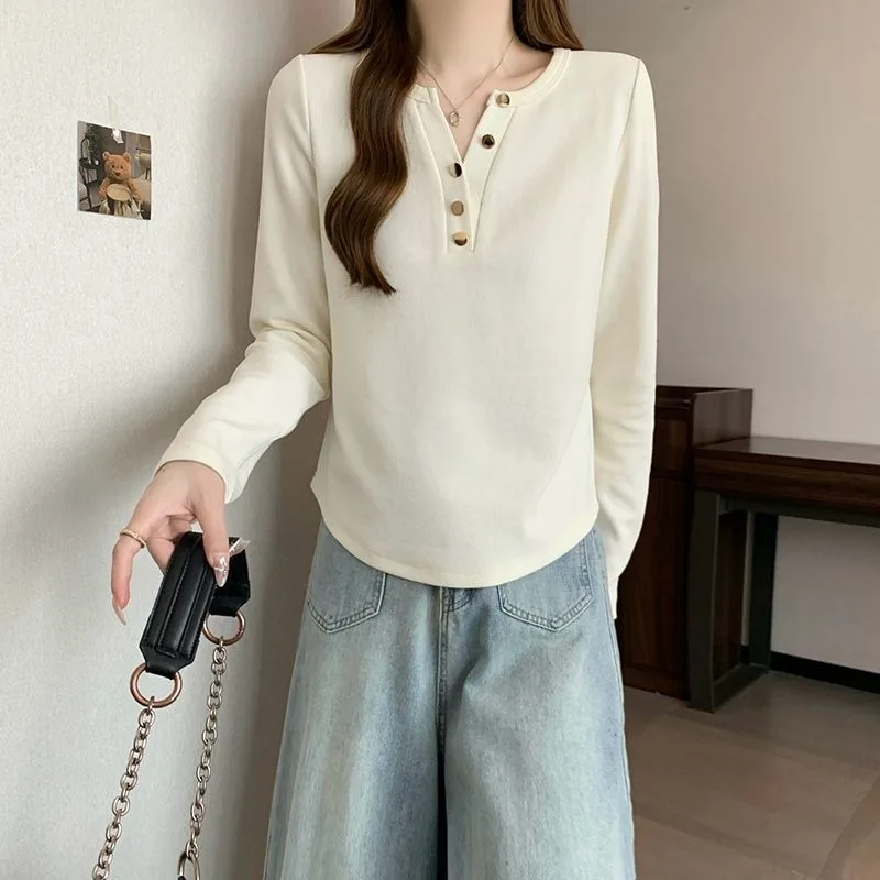 

Женская футболка больших размеров с длинным рукавом для скрытия живота