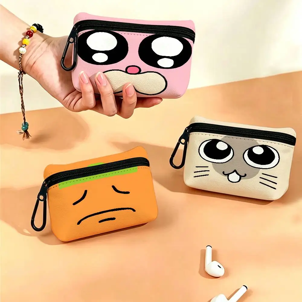 S-SiamLIPu Unique-Eclectic Mini Oxford Cloth Coin Purse With Carabiner Hook Portable Key Card Wallet Small Zipper Storage Pouch