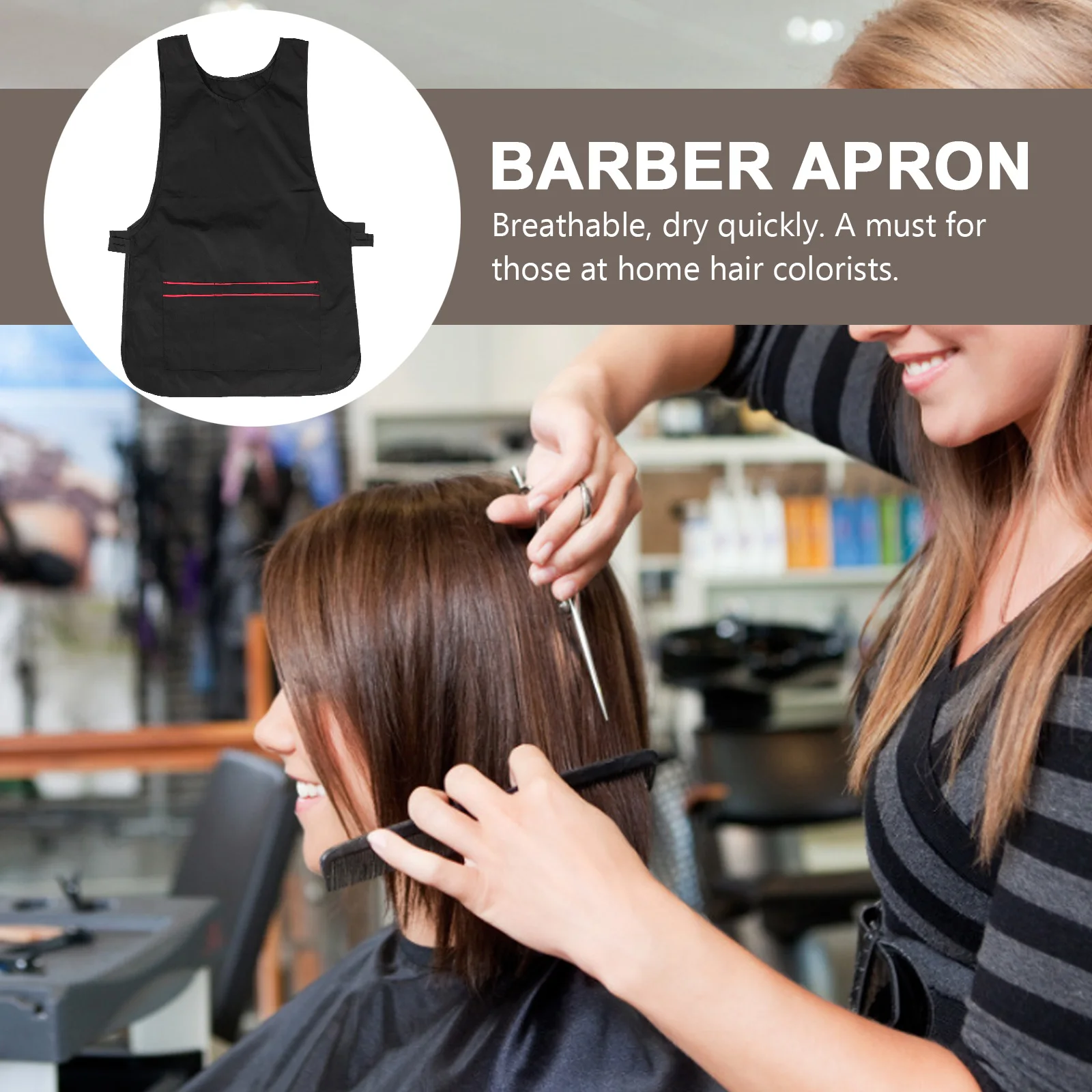 

Beauty Apron Salon Gown Protective Haircut Cape Premium Fabric Comfortable Breathable Dry Quickly Pocket Storage Barber