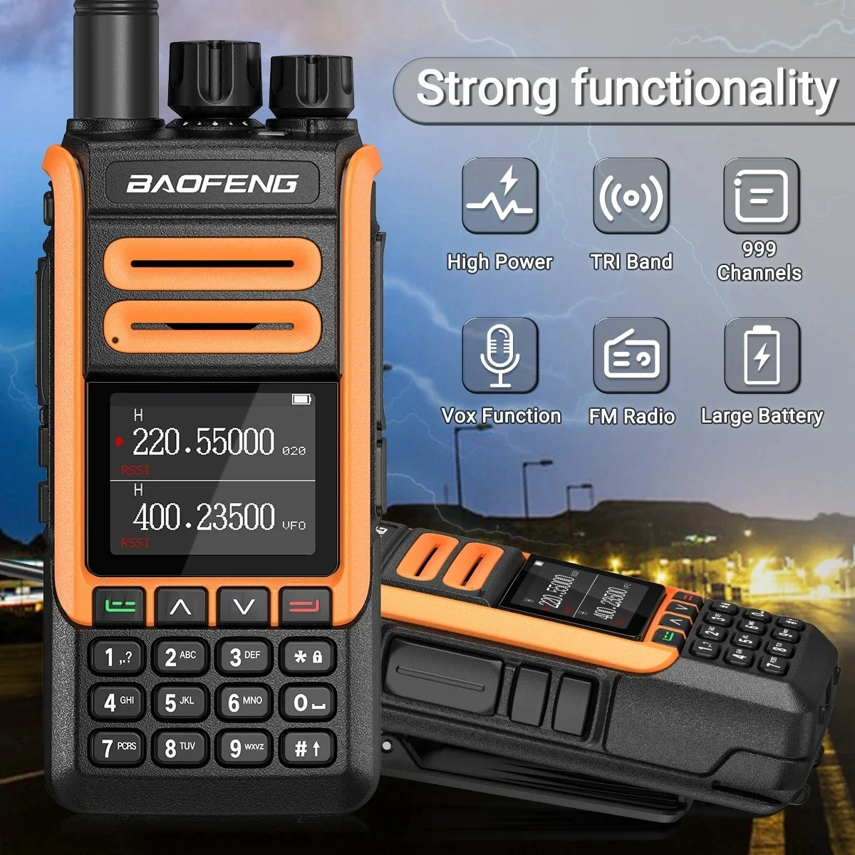 Baofeng-walkie-talkie BF-1802L, banda completa uv de un botón a la frecuencia, de tres bandas TYPE-C, NOAA, largo alcance, autoconducción al aire