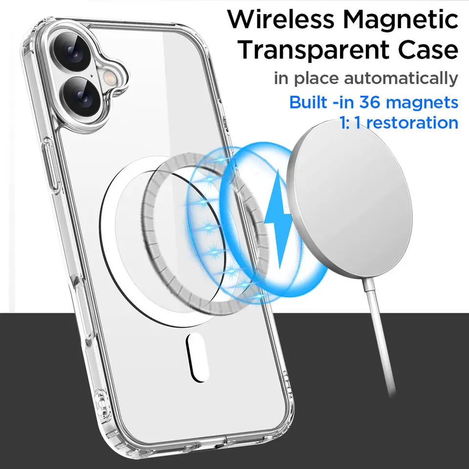 Funda magnética transparente original para iPhone 17 Air 16 15 14 13 12 11 Pro Max Plus 16e E, silicona compatible con Magsafe 3