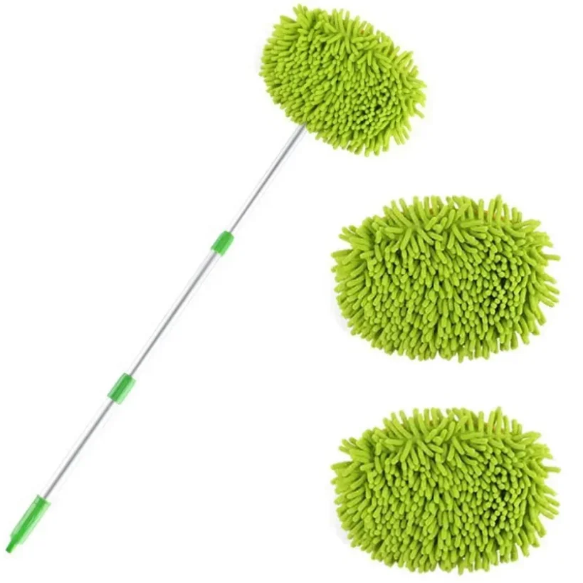 Cepillo de microfibra para lavado de coches con mango largo de aleación de aluminio de 45 pulgadas, kit de limpieza de coches, cepillo y plumero, herramienta de limpieza sin arañazos