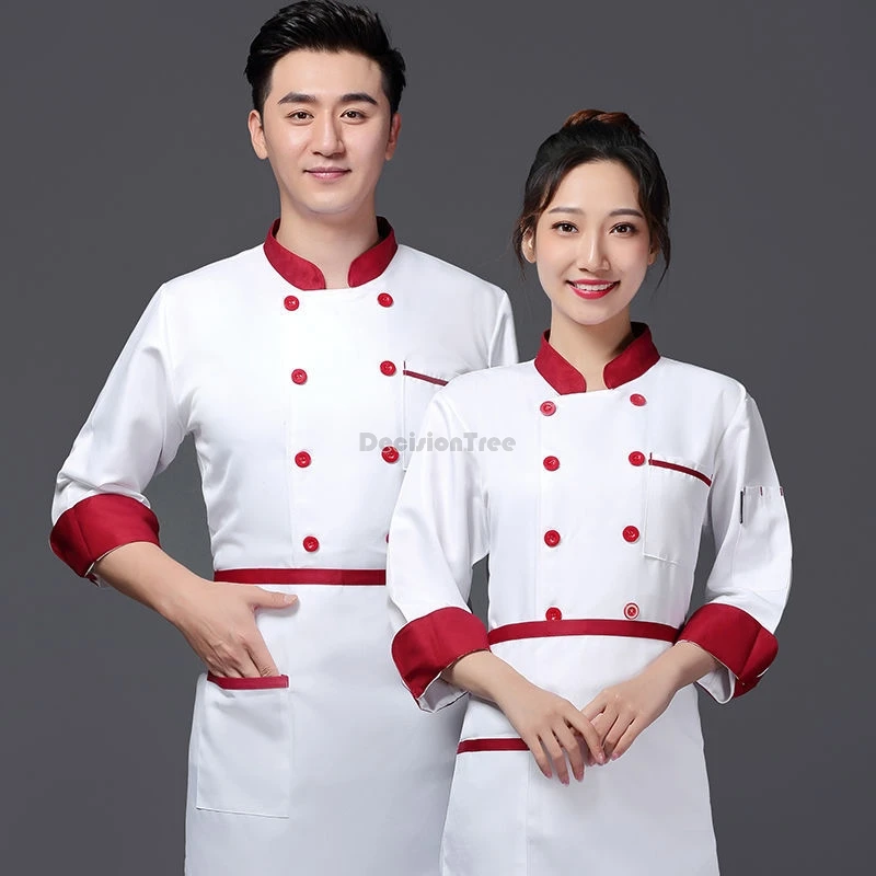 2024 new chinese style hot pot restaurant common chef uniform set improved temperament tang suit top waterproof oil-proof apron