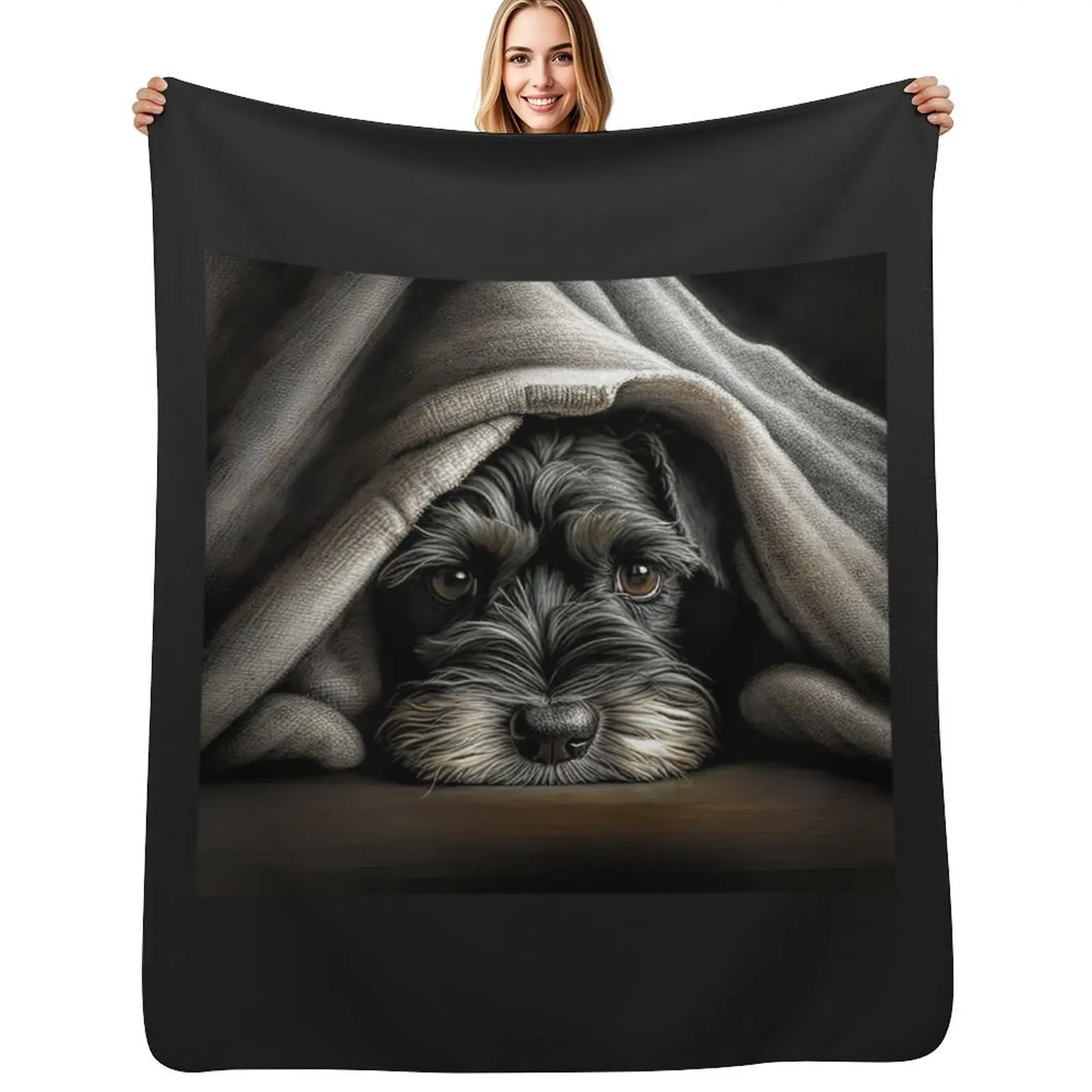 Cute Mini Schnauzer Throw Blanket Bed linens warm for winter for babies Beach Flannels For Decorative Sofa Blankets