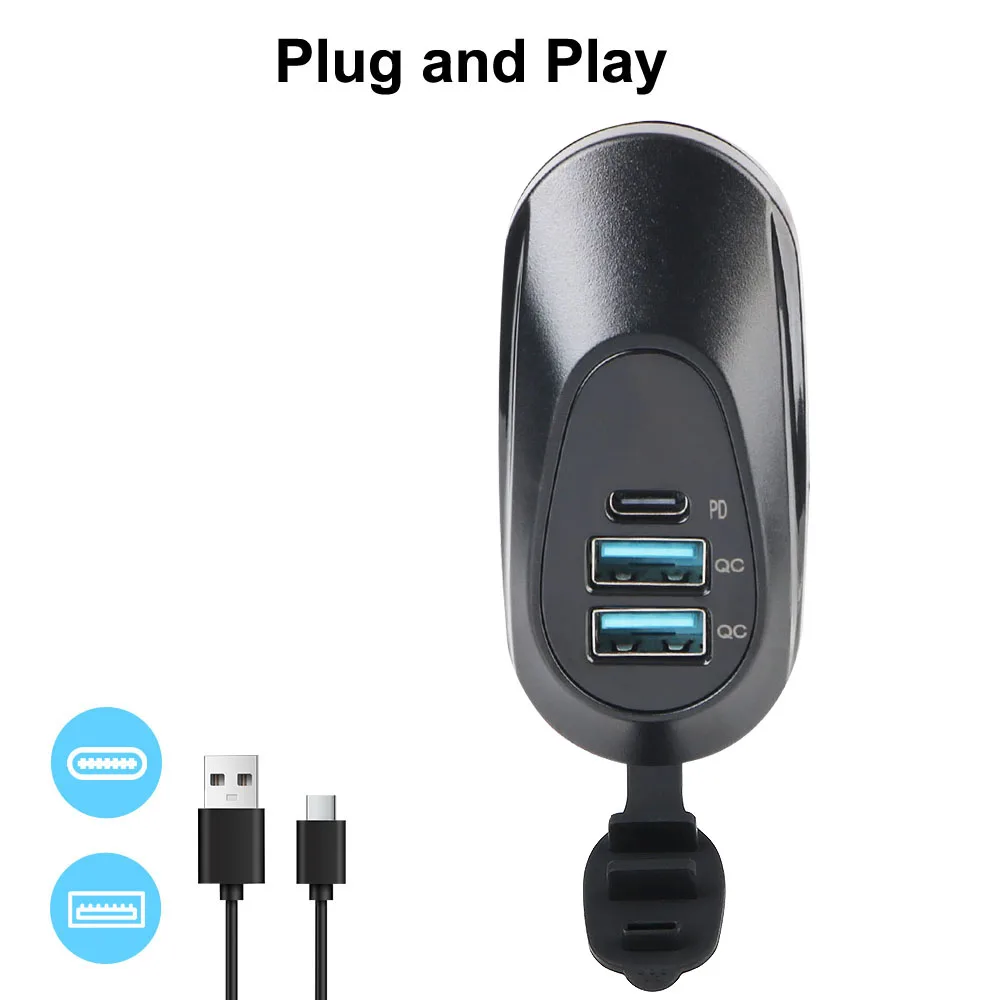 Wall Mount USB Outlet Car USB Socket Charger Dual USB + PD3.0 Port 12V-24V USB Outlet Adapter Replacement Universal