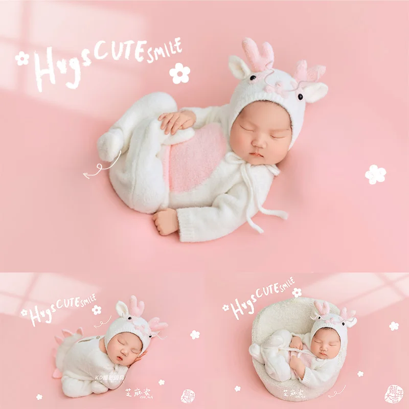 Infants Photography Props Clothes Crochet White Dragon Newborn Outfits Jumpsuits Hat 2pcs/Set Studio Baby Photoshoot Accessories