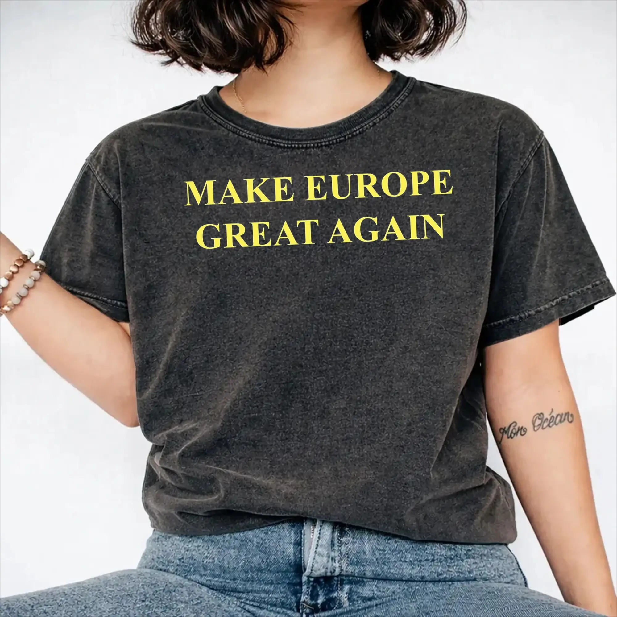 Make Europe Great Again mega Washed T Shirt Streetwear Hip Hop Novelty T-Shirt  Tees Men Women Short Sleeve Harajuku