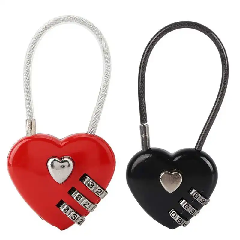 

Heart Shape 3 Digit Code Combination Luggage Bag Lock Password Security Couple Padlock new