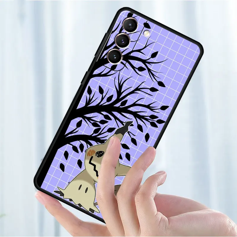 Black Case For Samsung Galaxy S20 FE S21 Ultra S22 Plus S10 Lite S9 S8 S10e S23 S24 Funda Phone Cover Mimikyu Pokemon Capa